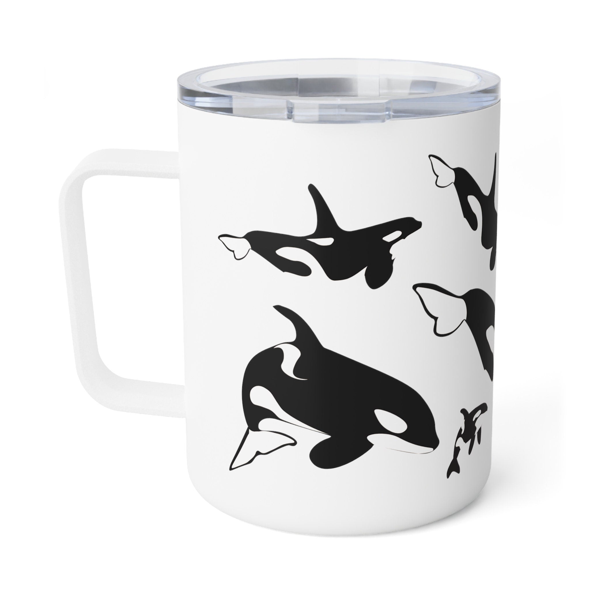 Orca Pod Killer Whale Insulated Beverage Mug | Gift For Nature/wildlife Lover/marine Biologist | Unique Pnw Sea Animal Coffee/tea Tumbler