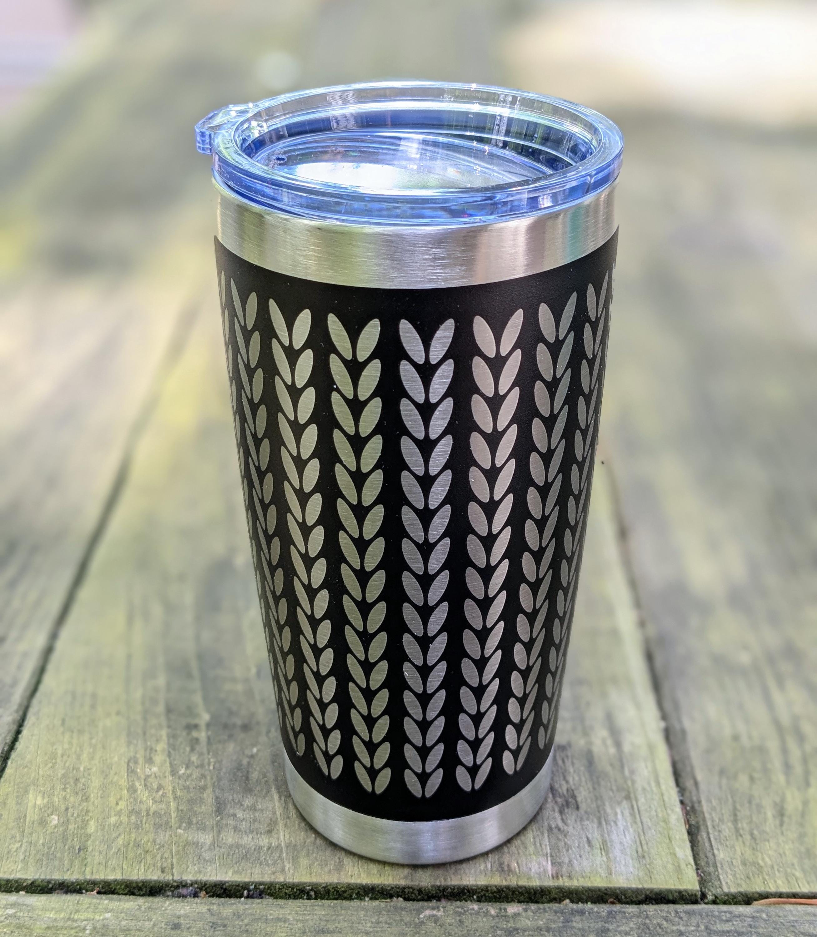 Assorted Colors Knit Stitches Travel Cup - Laser Engraved 20oz Travel Mug With Lid