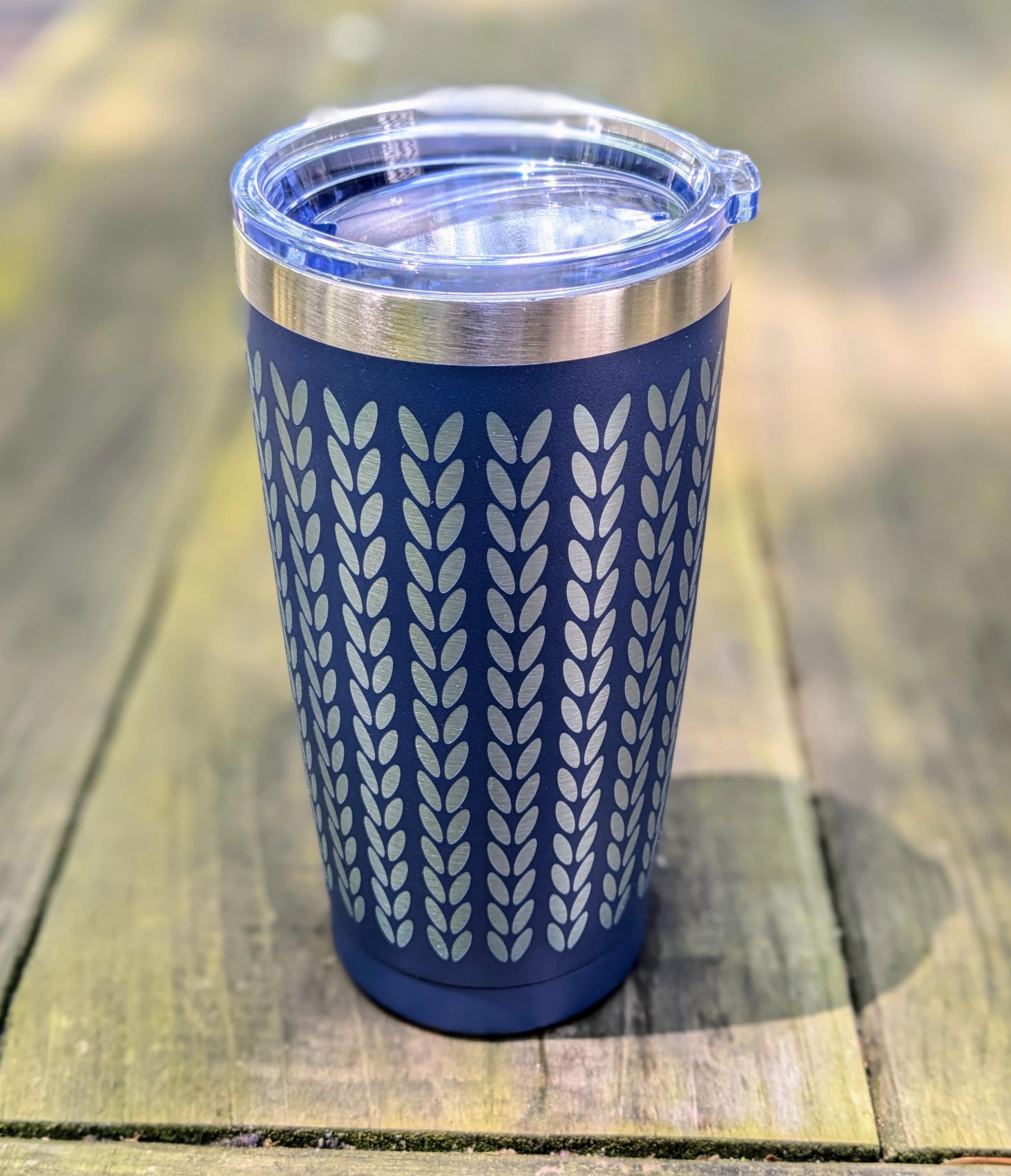 Assorted Colors Knit Stitches Travel Cup - Laser Engraved 20oz Travel Mug With Lid