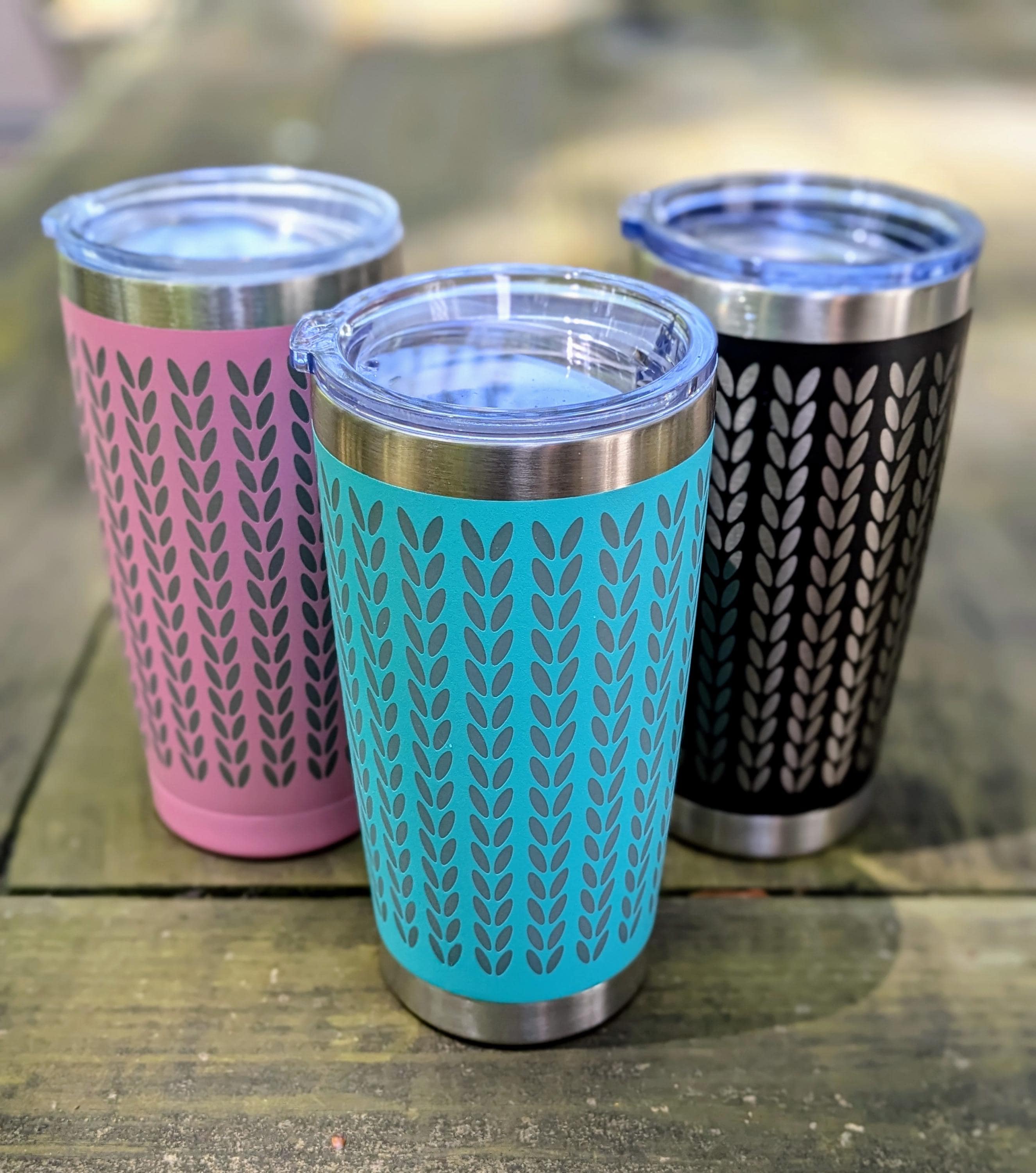 Assorted Colors Knit Stitches Travel Cup - Laser Engraved 20oz Travel Mug With Lid