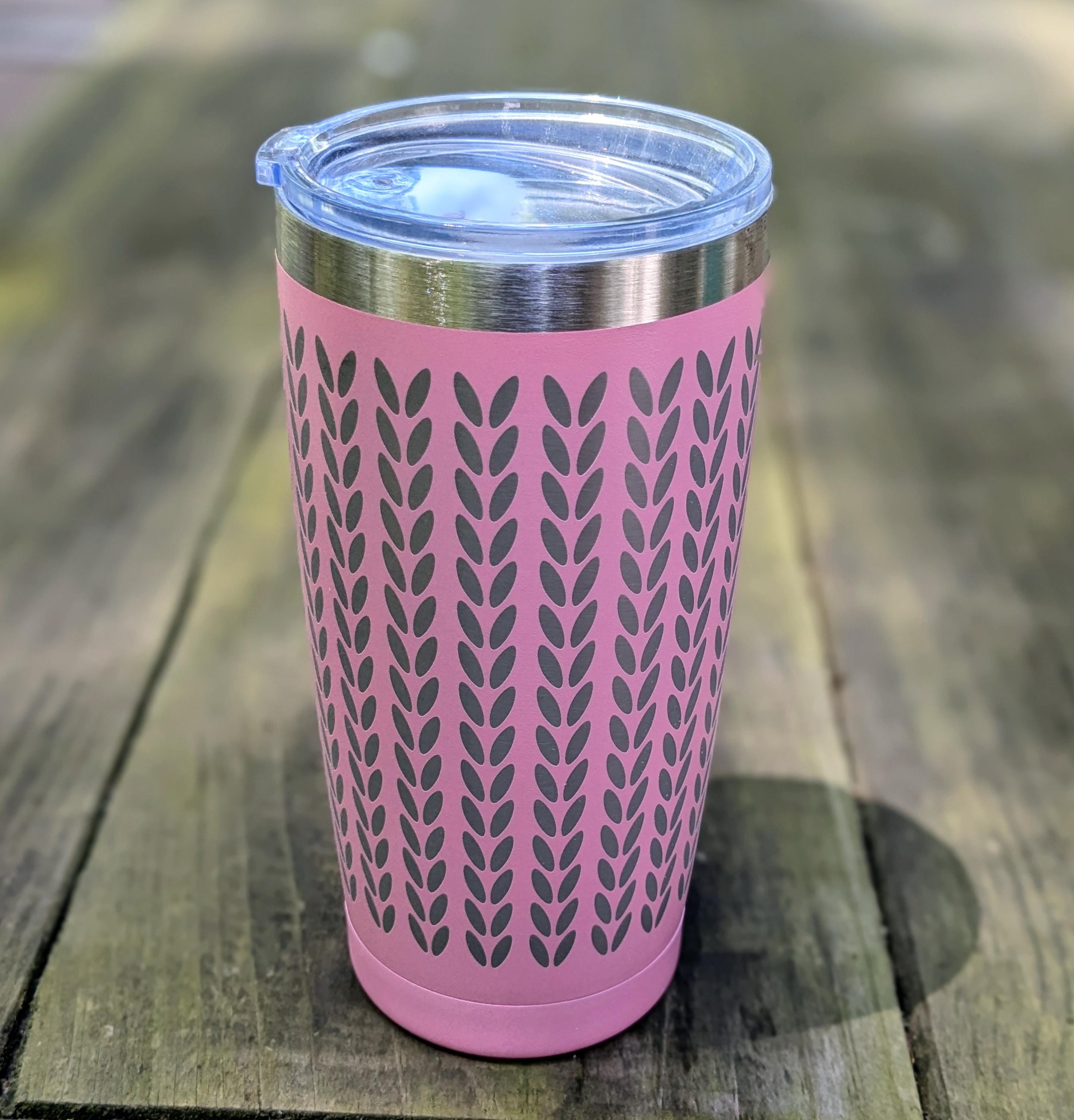 Assorted Colors Knit Stitches Travel Cup - Laser Engraved 20oz Travel Mug With Lid